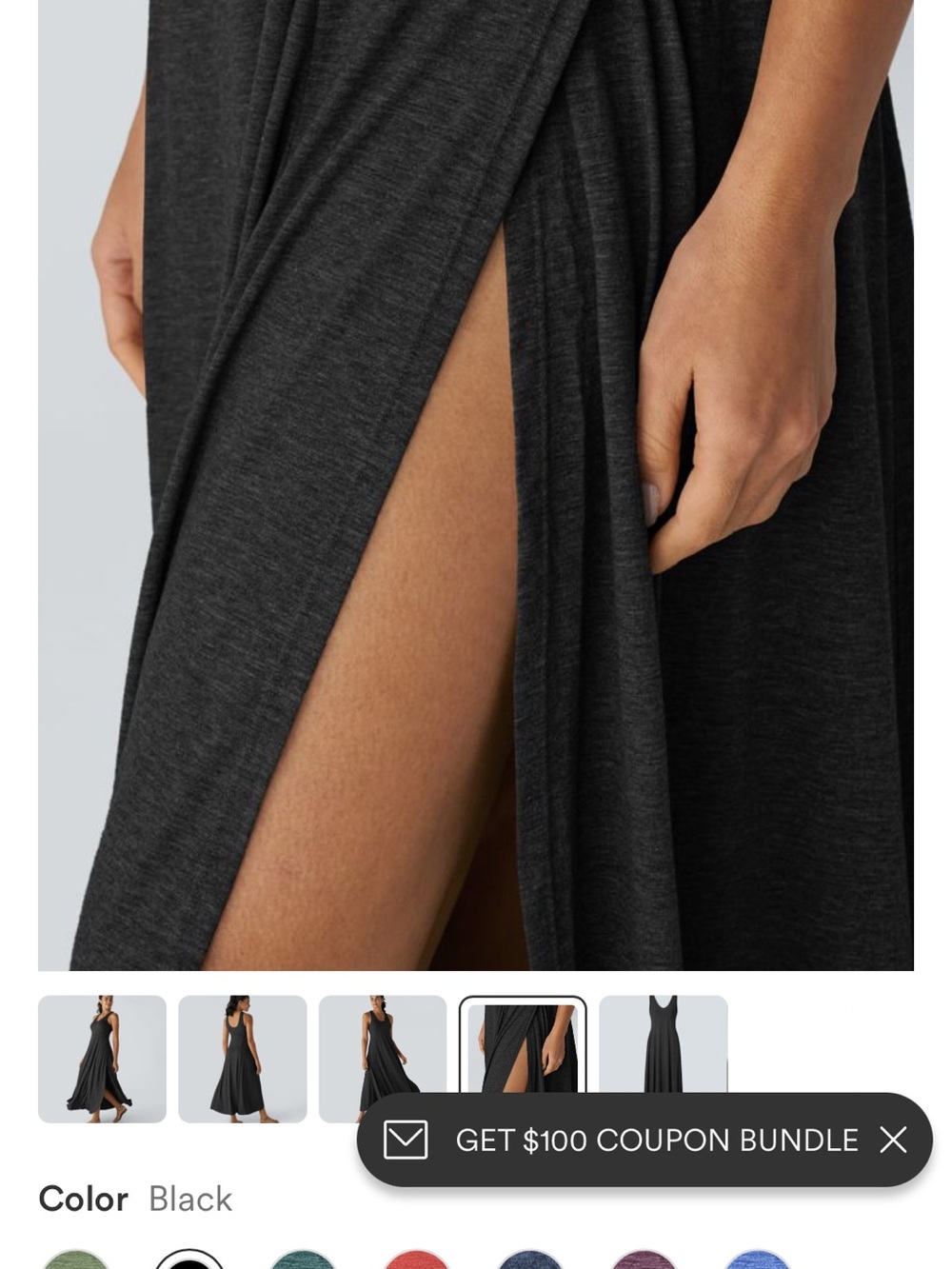EUC Halara U Neck Flowy Casual Tank Dress in Black - Picture 4 of 9